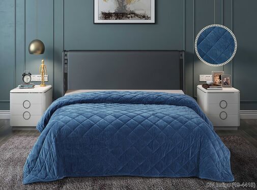 Покрывало стеганое велюровое Luxor, 19-4118, Indigo QV