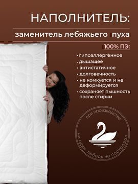 Одеяло Зефир заменитель лебяжьего пуха тик п/э Реноме