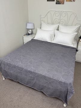 Покрывало махровое жаккардовое Пальма Узбекистан (Спир), серый<серый, 150*190, 1,5 спальные>