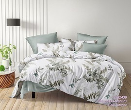 КПБ поплин Оливковая коллекция с простыней на резинке Реноме 